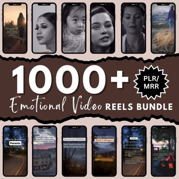 1000+ Emotional Reels Bundle, faceless reels, instagram reels, youtube shorts, reels bundle, luxury videos, MRR, PLR, social media boost.