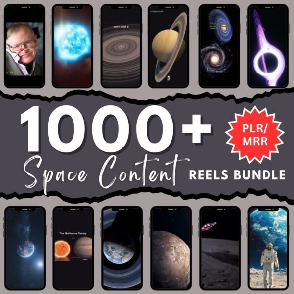1000+ Space Content Reels Videos | Space Reels Bundle, Instagram Reels, Youtube Shorts Videos, TikTok Videos, Faceless Marketing, MMR PLR
