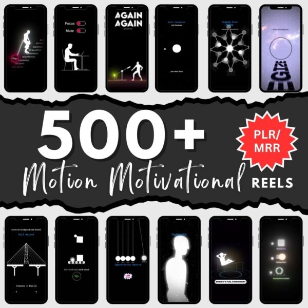 500+  Motion Animated Motivational Reele Bundle Instagram Reels, Youtube Shorts, TikTok Videos, Faceless Marketing, MMR PLR Faceless Reels