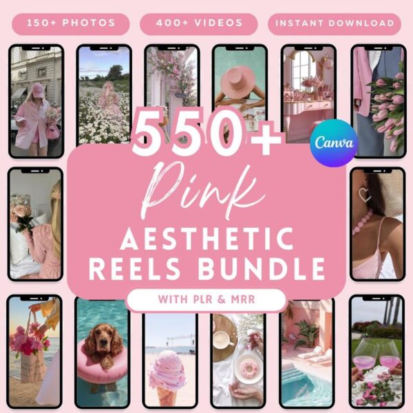 Unlock Get 550 Pink Aesthetic Faceless Reels Bundle, Now