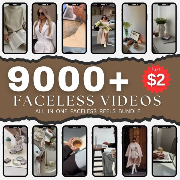 9000+ Faceless Reels Bundle, for Faceless Marketing, Faceless Video, Aesthetic Reels, Digital Marketing, With Master Resell Rights, MRR/PLR