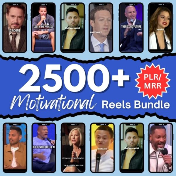 2500+ Motivational Reels Videos Instagram, Tiktok Video, YouTube Short, IG ,Viral Video Success Business Inspiration Reels bundle, MRR/PLR